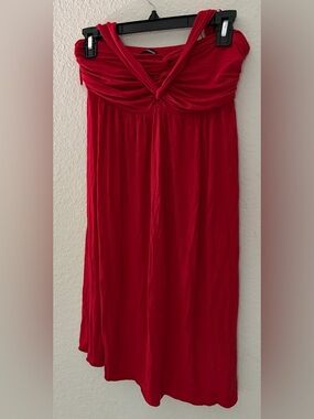 Express Strapless Red Twist-Detail Dress
